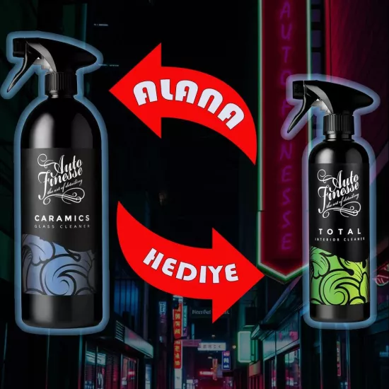 Auto Finesse Caramics Glass Cleaner - Seramik İçeren Nano Cam Temizleme 1lt. + Total Tüm İç detay 500ml.